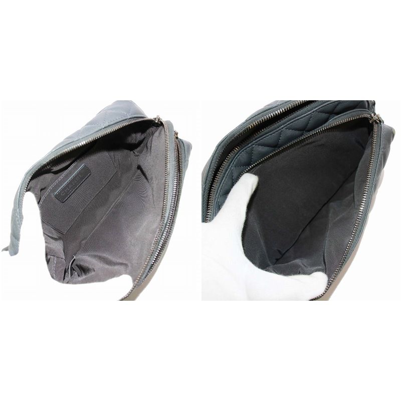 Chanel Matelasse Waist Bag Body Bag Coco Mark Calf Leather Gray A57887 26th KH