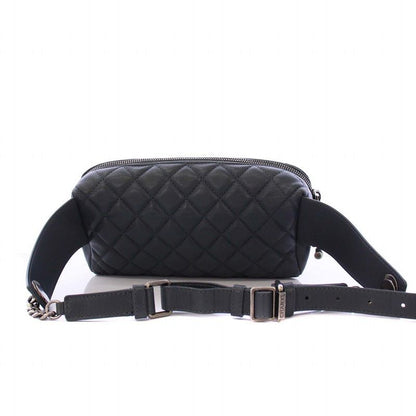 Chanel Matelasse Waist Bag Body Bag Coco Mark Calf Leather Gray A57887 26th KH