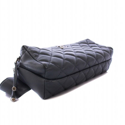 Chanel Matelasse Waist Bag Body Bag Coco Mark Calf Leather Gray A57887 26th KH