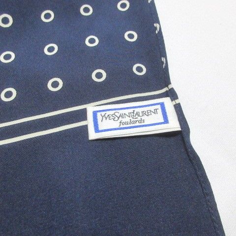 Yves Saint Laurent Yves Saint Laurent Foulards Silk Shawl Dot Polka Dot Navy