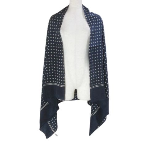Yves Saint Laurent Yves Saint Laurent Foulards Silk Shawl Dot Polka Dot Navy