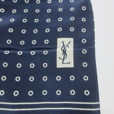 Yves Saint Laurent Yves Saint Laurent Foulards Silk Shawl Dot Polka Dot Navy