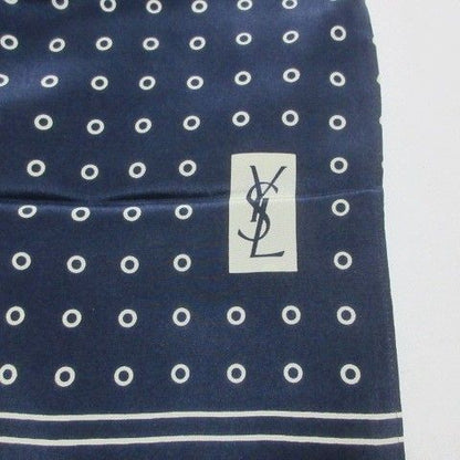 Yves Saint Laurent Yves Saint Laurent Foulards Silk Shawl Dot Polka Dot Navy