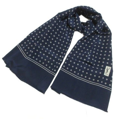 Yves Saint Laurent Yves Saint Laurent Foulards Silk Shawl Dot Polka Dot Navy