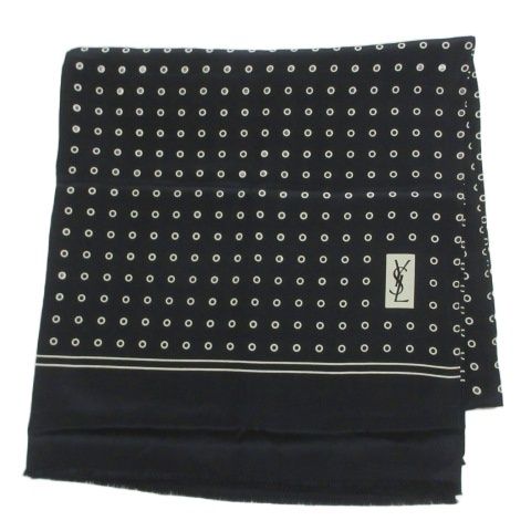 Yves Saint Laurent Yves Saint Laurent Foulards Silk Shawl Dot Polka Dot Black