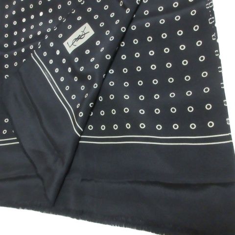 Yves Saint Laurent Yves Saint Laurent Foulards Silk Shawl Dot Polka Dot Black