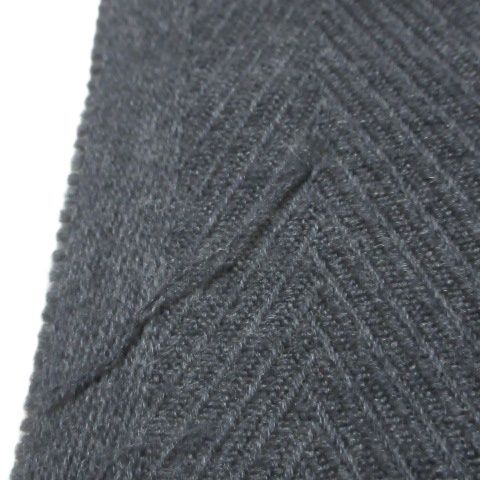 Fendi Wool Muffler Fringe Logo Charcoal Gray X