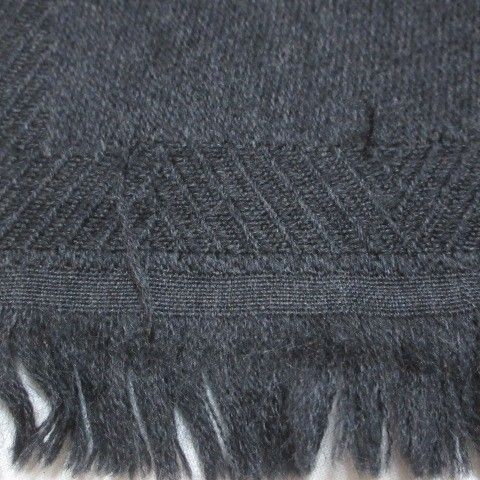 Fendi Wool Muffler Fringe Logo Charcoal Gray X