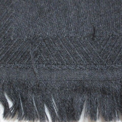 Fendi Wool Muffler Fringe Logo Charcoal Gray X
