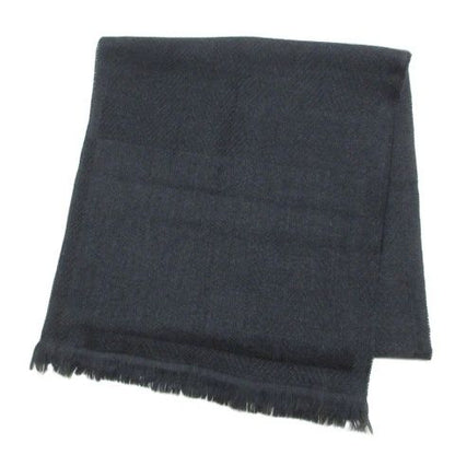 Fendi Wool Muffler Fringe Logo Charcoal Gray X