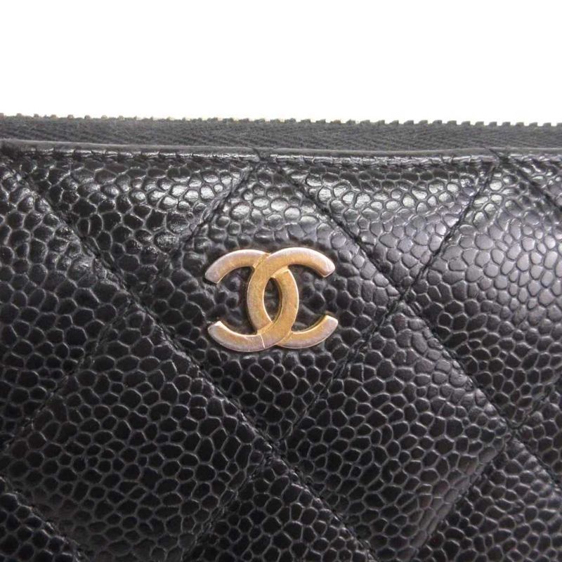 Chanel Matelasse Long Wallet Travel Case Caviar Skin Here Mark 10 Million