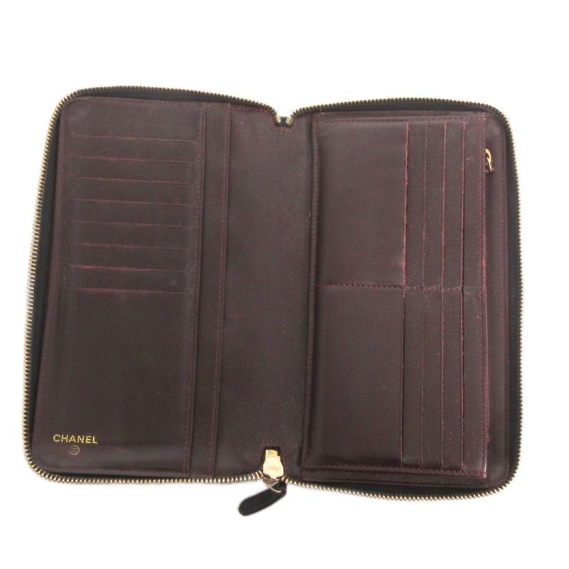 Chanel Matelasse Long Wallet Travel Case Caviar Skin Here Mark 10 Million