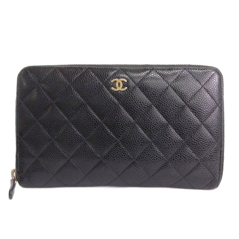 Chanel Matelasse Long Wallet Travel Case Caviar Skin Here Mark 10 Million