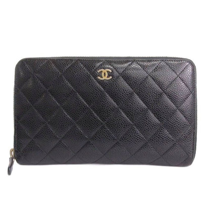 Chanel Matelasse Long Wallet Travel Case Caviar Skin Here Mark 10 Million