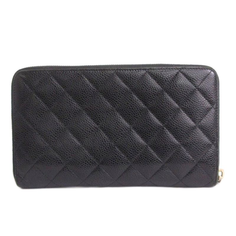 Chanel Matelasse Long Wallet Travel Case Caviar Skin Here Mark 10 Million
