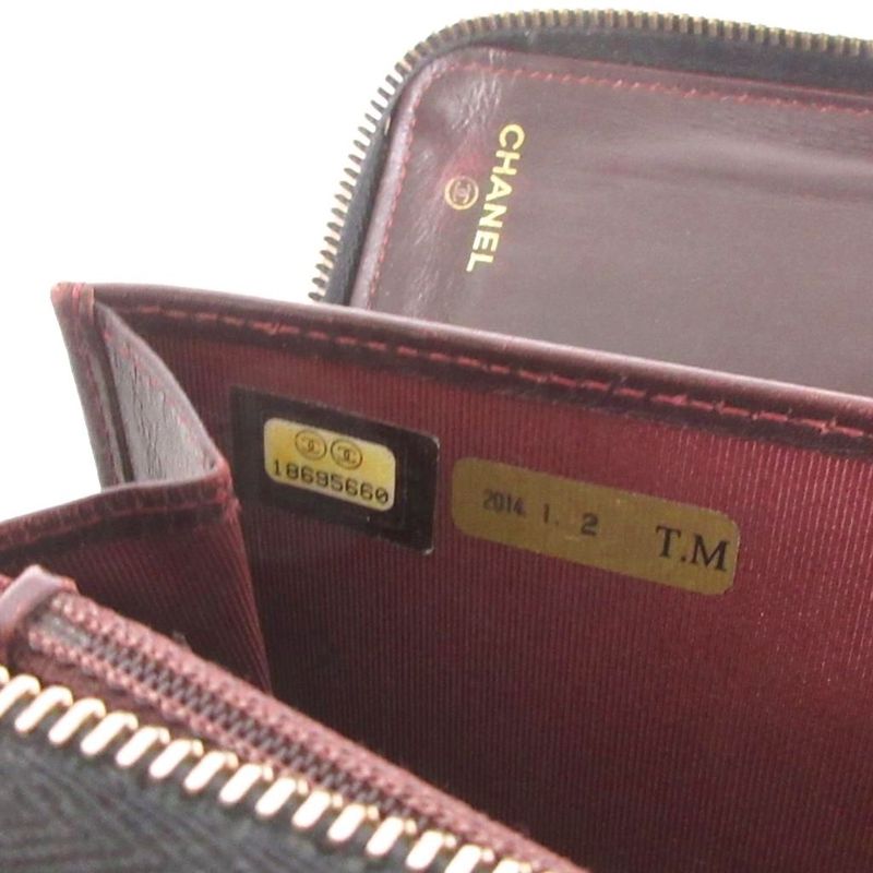 Chanel Matelasse Long Wallet Travel Case Caviar Skin Here Mark 10 Million