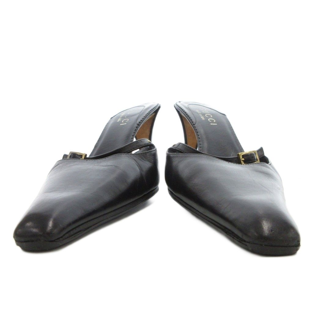 Gucci Mule Sandals Genuine Leather 36.5 Black /uo • Gy62