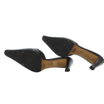 Gucci Mule Sandals Genuine Leather 36.5 Black /uo • Gy62