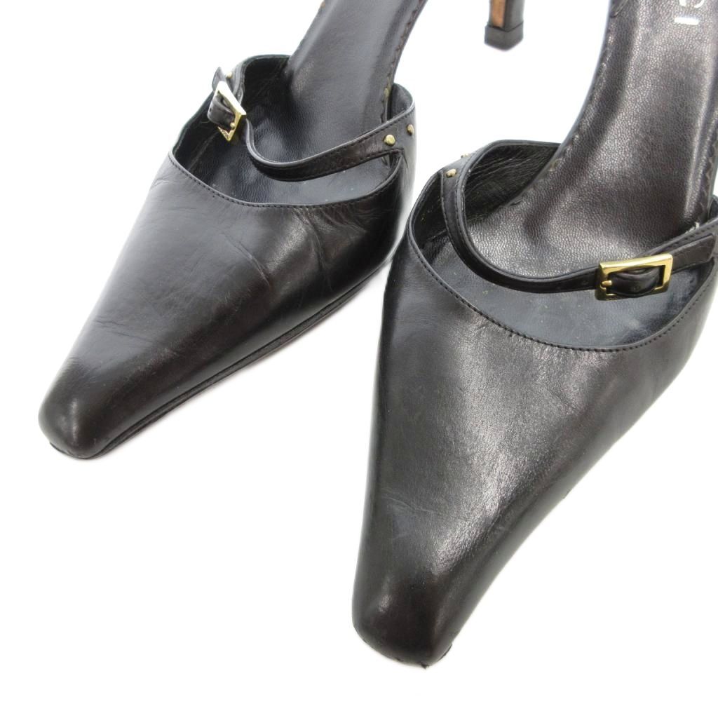 Gucci Mule Sandals Genuine Leather 36.5 Black /uo • Gy62