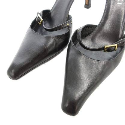 Gucci Mule Sandals Genuine Leather 36.5 Black /uo • Gy62