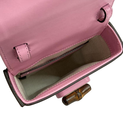 Gucci Handbag Bamboo 702106 Pink Mini Bag Leather