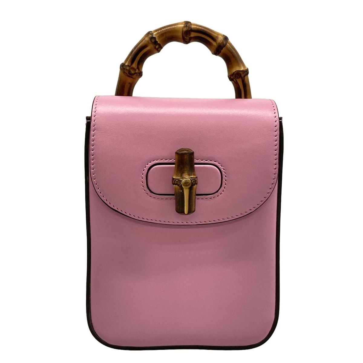 Gucci Handbag Bamboo 702106 Pink Mini Bag Leather