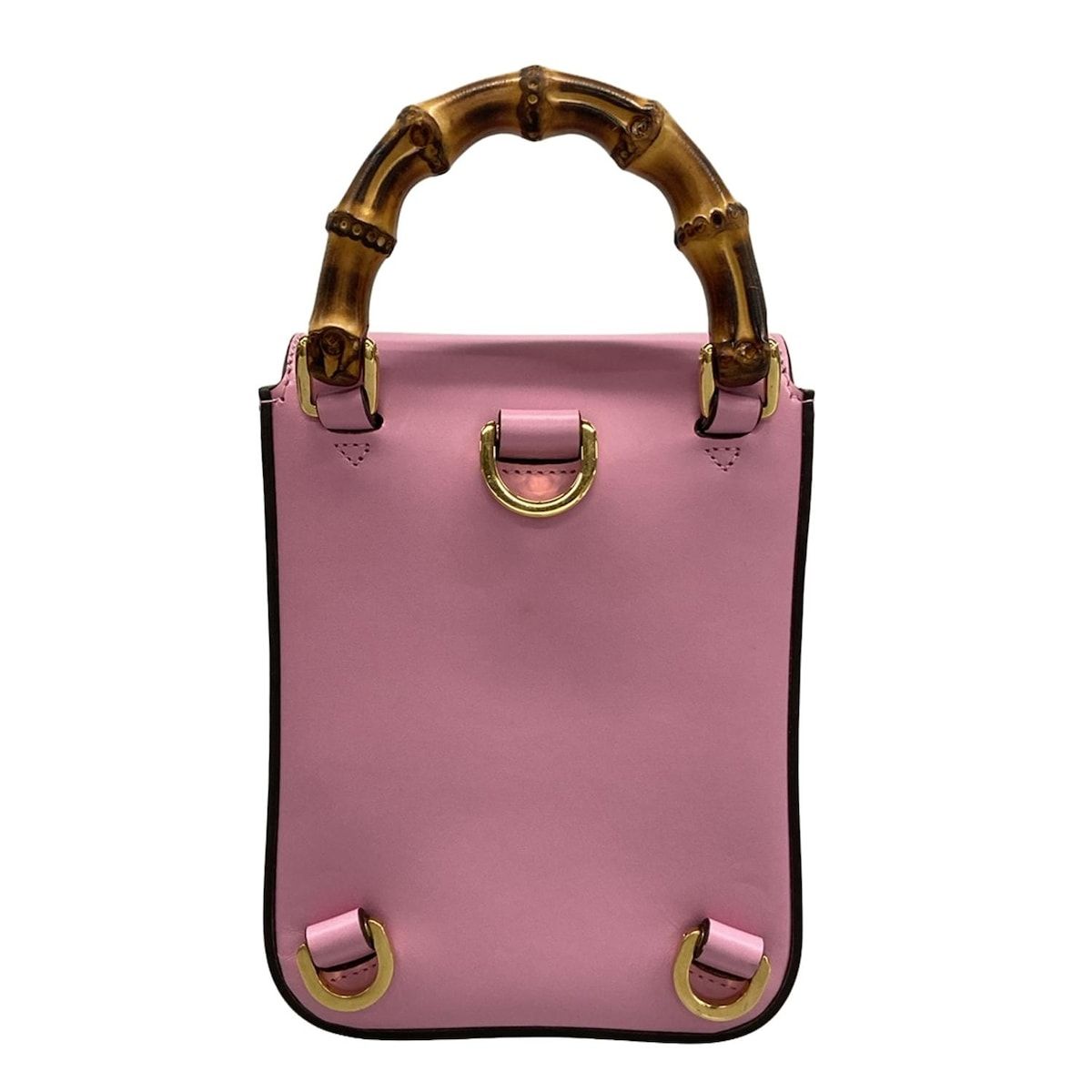 Gucci Handbag Bamboo 702106 Pink Mini Bag Leather