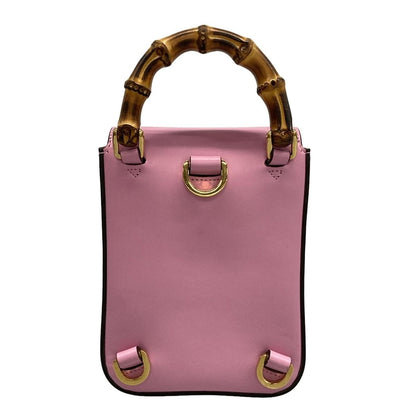 Gucci Handbag Bamboo 702106 Pink Mini Bag Leather