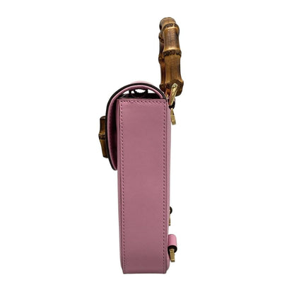 Gucci Handbag Bamboo 702106 Pink Mini Bag Leather