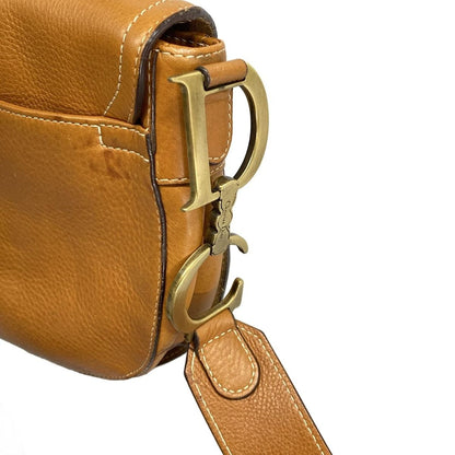 Dior/Christian Dior Shoulder Bag Saddle Bag Light Brown Leather