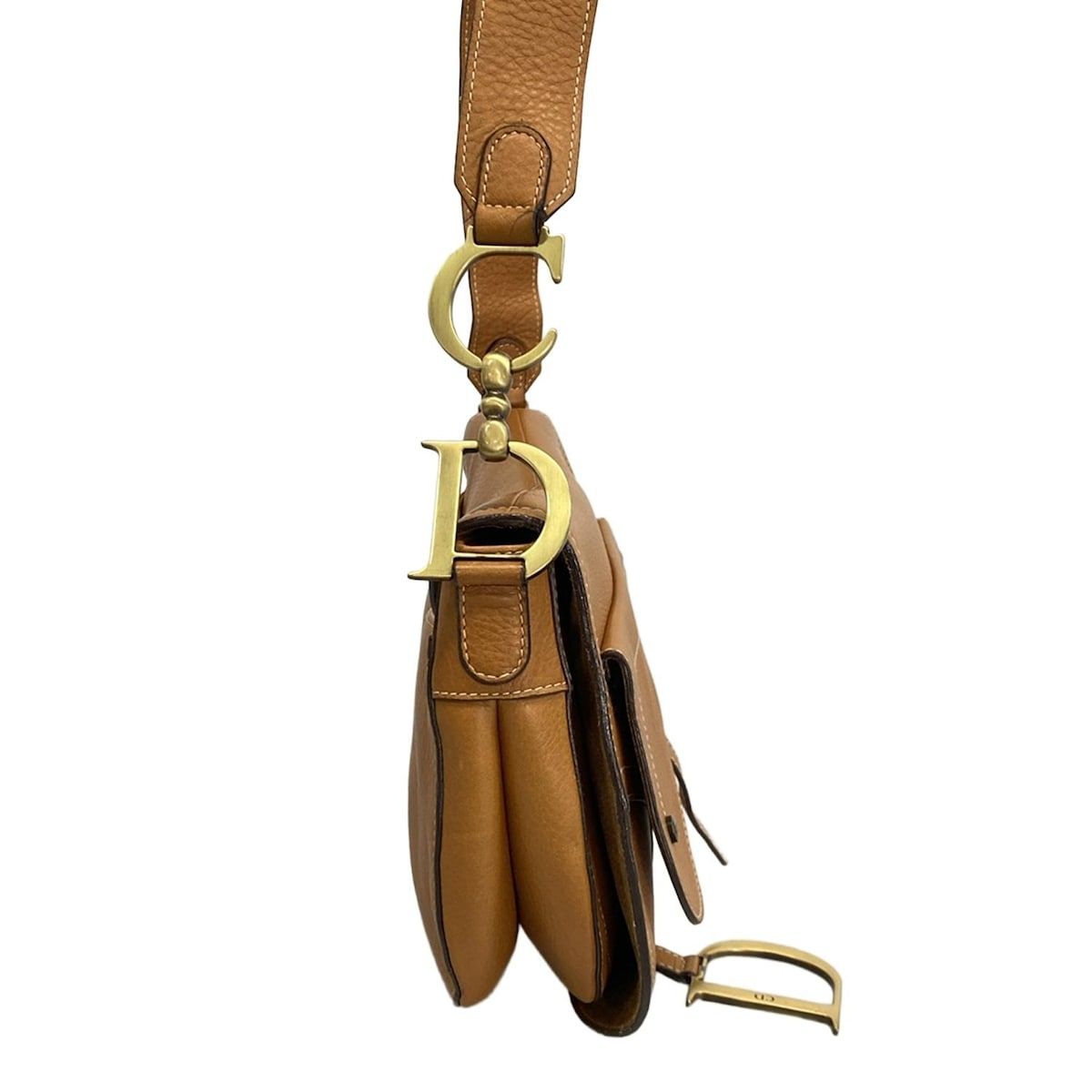 Dior/Christian Dior Shoulder Bag Saddle Bag Light Brown Leather