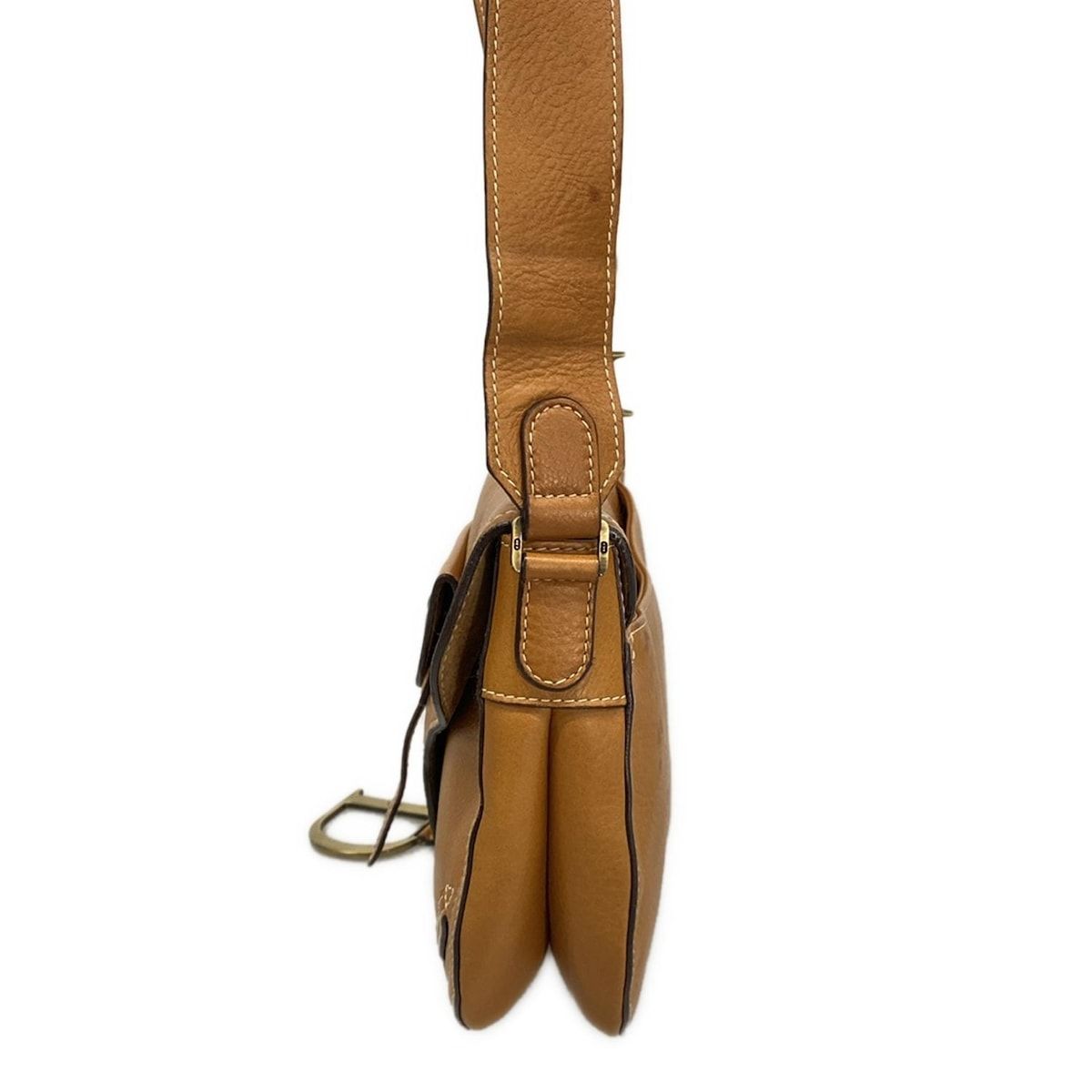 Dior/Christian Dior Shoulder Bag Saddle Bag Light Brown Leather