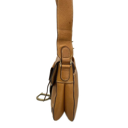 Dior/Christian Dior Shoulder Bag Saddle Bag Light Brown Leather