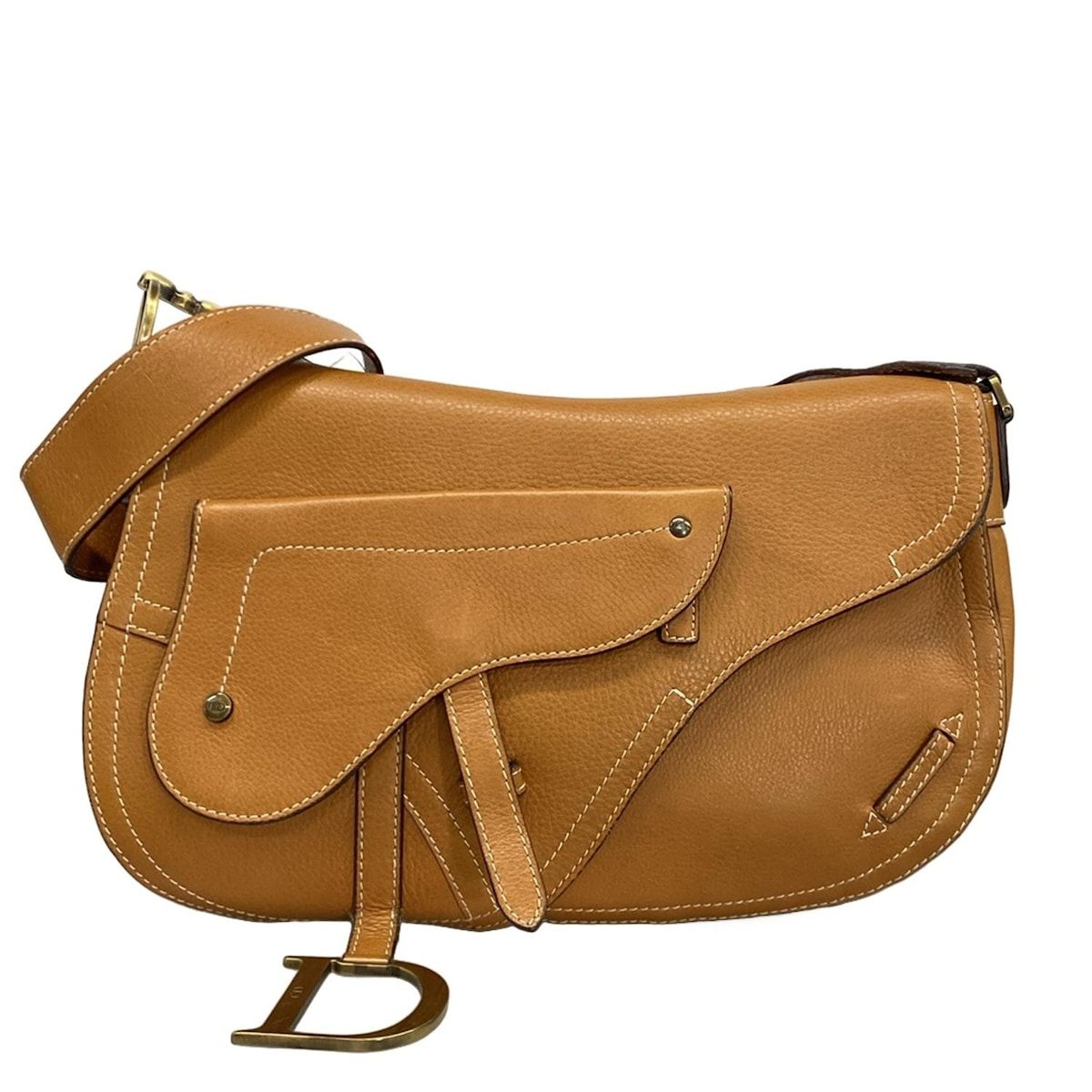 Dior/Christian Dior Shoulder Bag Saddle Bag Light Brown Leather