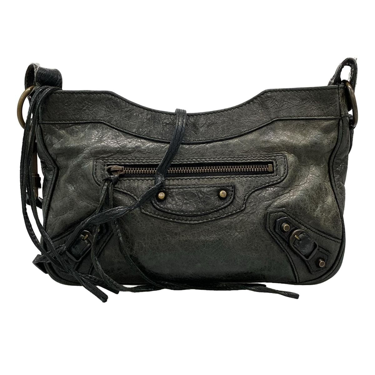 Balenciaga Shoulder Bag the Hip 242803 Dark Green Leather