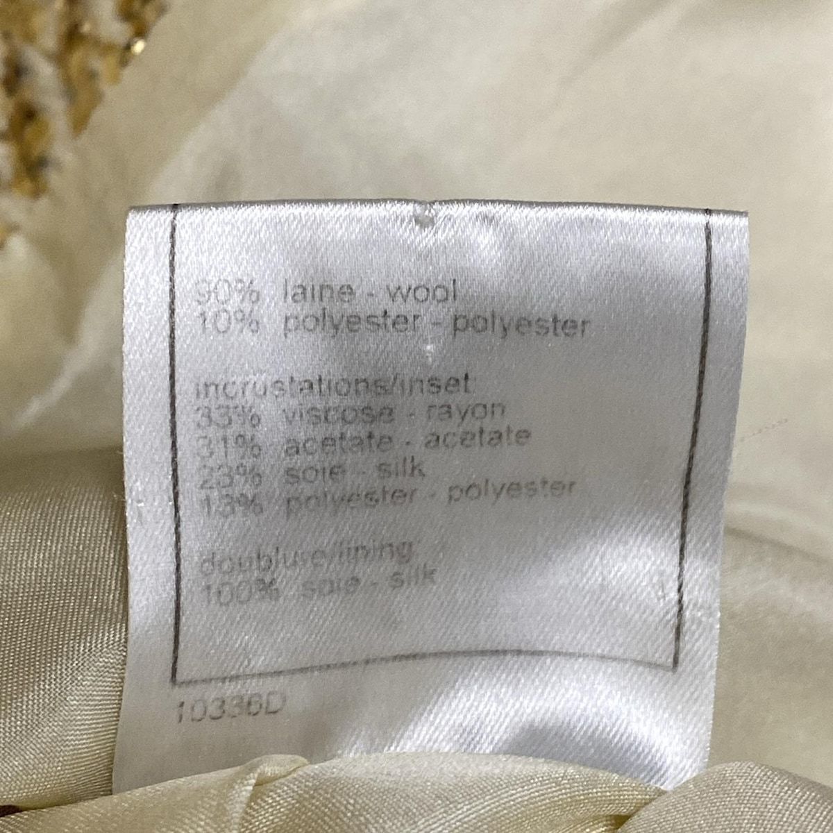 Chanel Jacket Size 46 XL Women's P16174 Beige X Ivory X Gold Long