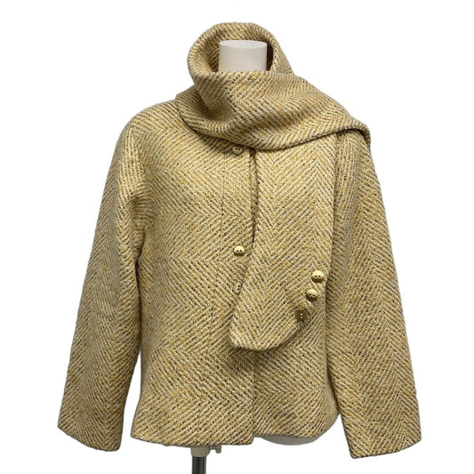 Chanel Jacket Size 46 XL Women's P16174 Beige X Ivory X Gold Long