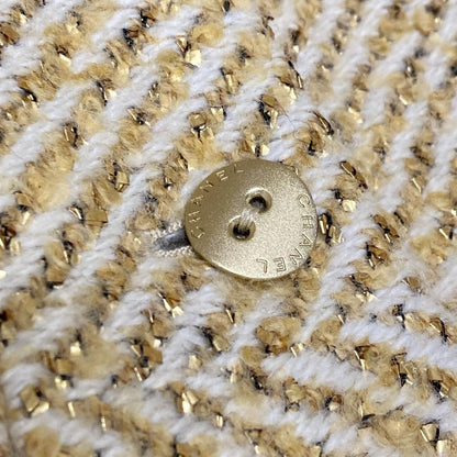 Chanel Jacket Size 46 XL Women's P16174 Beige X Ivory X Gold Long
