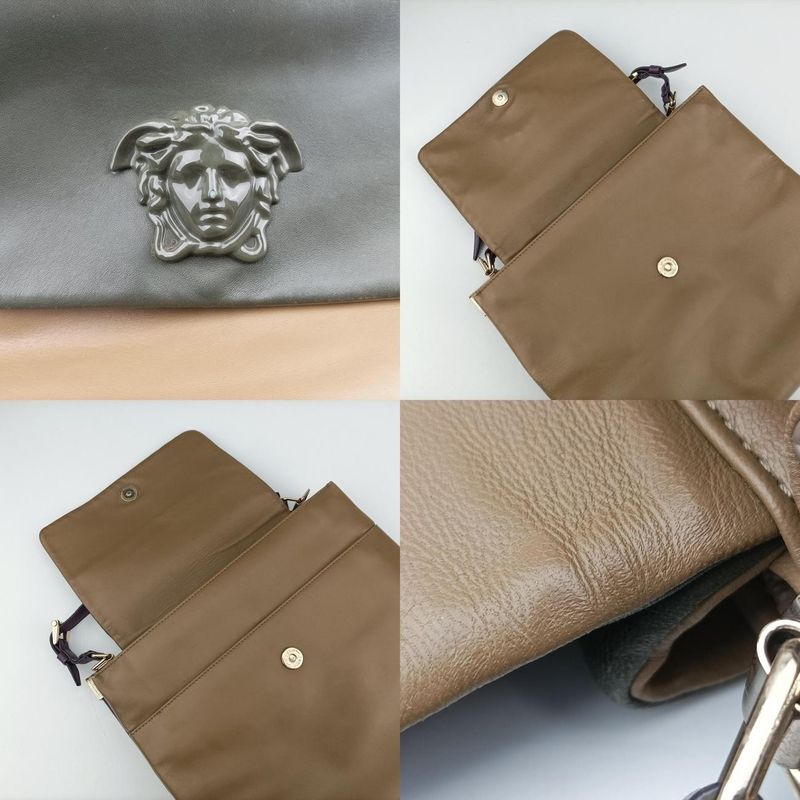 Versace (Versace) VERSACE La Medusa Beige x Green x Purple Leather CLG 264 076