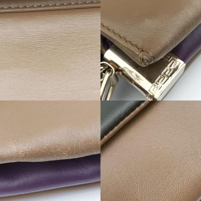 Versace (Versace) VERSACE La Medusa Beige x Green x Purple Leather CLG 264 076