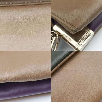 Versace (Versace) VERSACE La Medusa Beige x Green x Purple Leather CLG 264 076