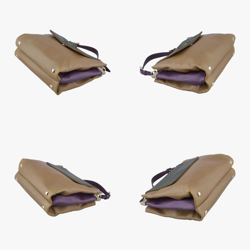 Versace (Versace) VERSACE La Medusa Beige x Green x Purple Leather CLG 264 076