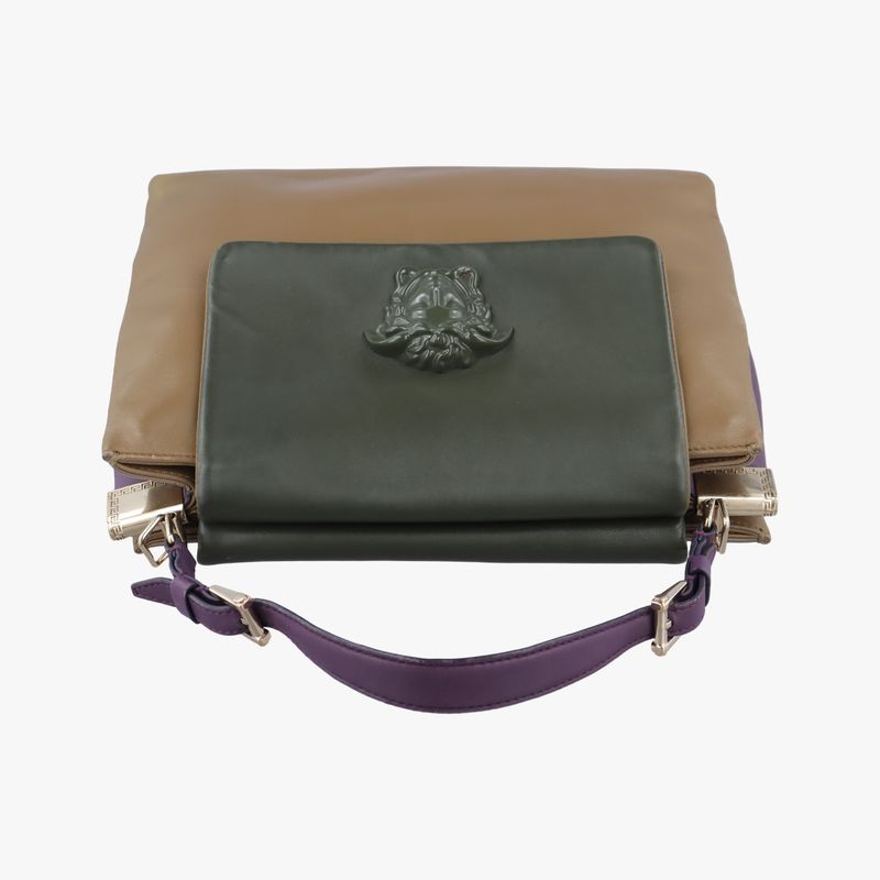 Versace (Versace) VERSACE La Medusa Beige x Green x Purple Leather CLG 264 076
