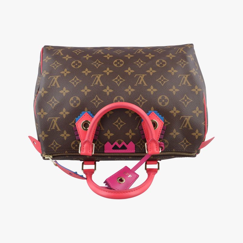 LOUIS VUITTONSpeedy 30 Monogram Brown x Flamingo Monogram Totem M41665 DU2175