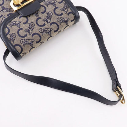 Celine Old Celine C Macadam Harness Hardware Vintage Canvas X Leather Navy Blue
