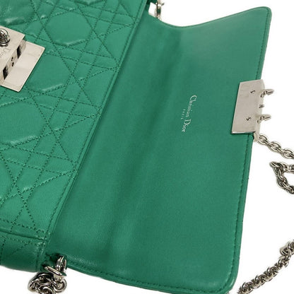 Dior/Christian Dior Shoulder Bag Cannage Stitch Green Chain Shoulder Lambskin