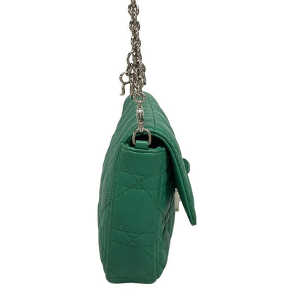 Dior/Christian Dior Shoulder Bag Cannage Stitch Green Chain Shoulder Lambskin