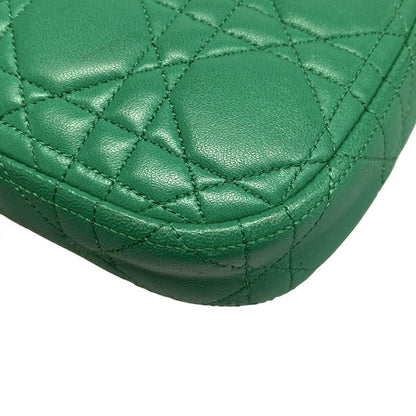 Dior/Christian Dior Shoulder Bag Cannage Stitch Green Chain Shoulder Lambskin