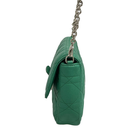 Dior/Christian Dior Shoulder Bag Cannage Stitch Green Chain Shoulder Lambskin
