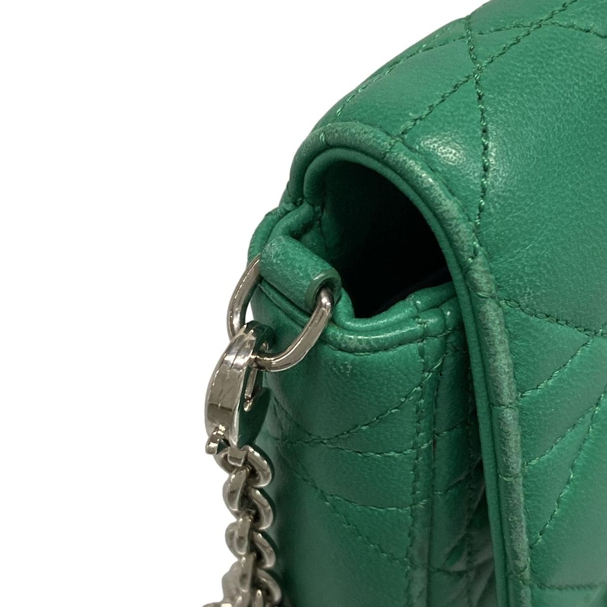 Dior/Christian Dior Shoulder Bag Cannage Stitch Green Chain Shoulder Lambskin